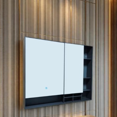 Smart Beauty Spiegel Schrank mit Kühlschrank Alle Aluminium LED-Leuchten Berührung offene Defogging-Leuchten