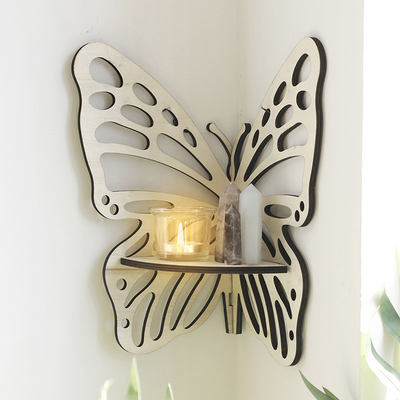 Holz Schmetterling Eckregal Kreatives Regal Wanddekorationen Kerzenhalter für die Wohnkultur