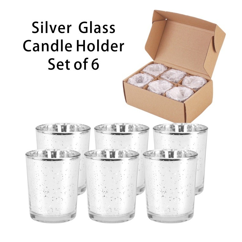 Kerzenhalter Set Plattierung Glas Galvanisierung Glitzer Farbe kleine Kerzenkrug für Hochzeitsdekoration