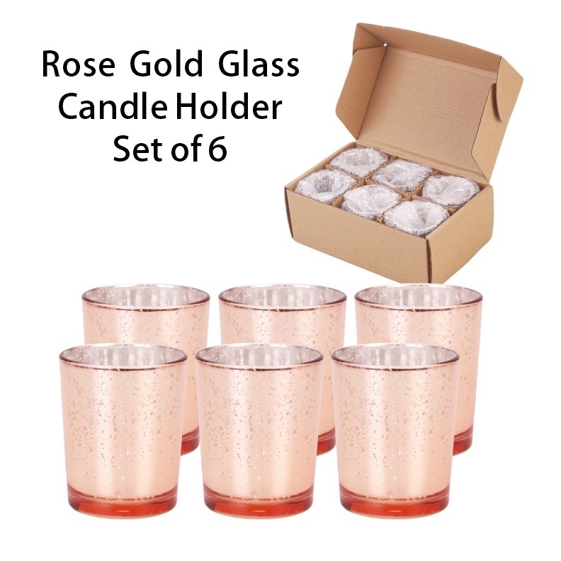 Kerzenhalter Set Plattierung Glas Galvanisierung Glitzer Farbe kleine Kerzenkrug für Hochzeitsdekoration