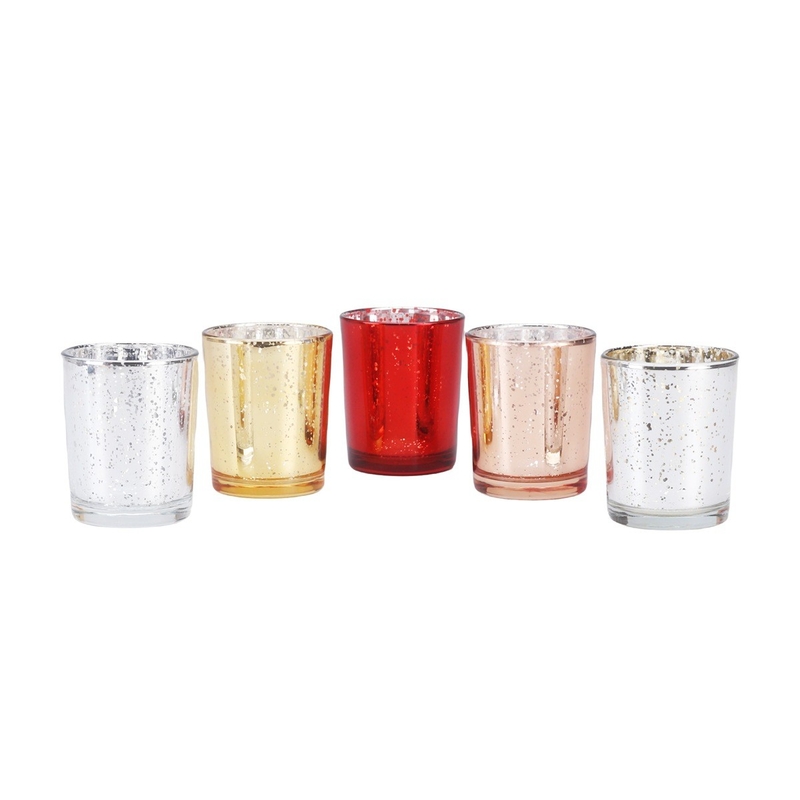 Kerzenhalter Set Plattierung Glas Galvanisierung Glitzer Farbe kleine Kerzenkrug für Hochzeitsdekoration