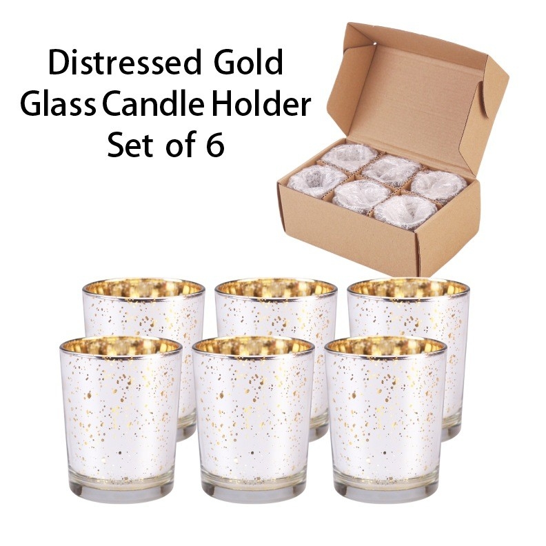 Kerzenhalter Set Plattierung Glas Galvanisierung Glitzer Farbe kleine Kerzenkrug für Hochzeitsdekoration