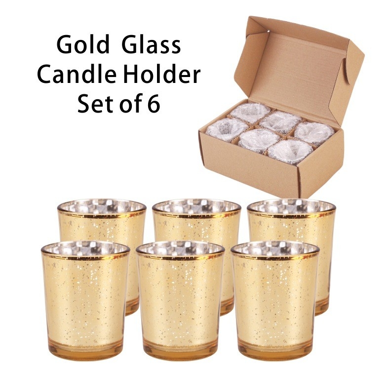 Kerzenhalter Set Plattierung Glas Galvanisierung Glitzer Farbe kleine Kerzenkrug für Hochzeitsdekoration