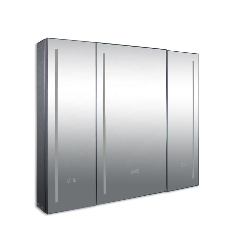 beleuchtet intelligenter Antinebelspiegel des Großhandelsluxusaluminiumlegierungsarzneischrankbadezimmers mit LED die Speicherentnebelung